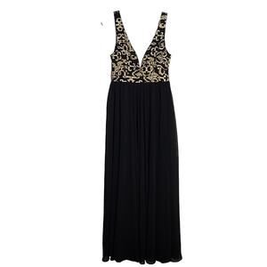 Renn Long Formal Dress, Gold Metallic/Black, Small